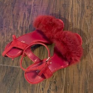 Michael Kors fur burgundy sandals/heels
